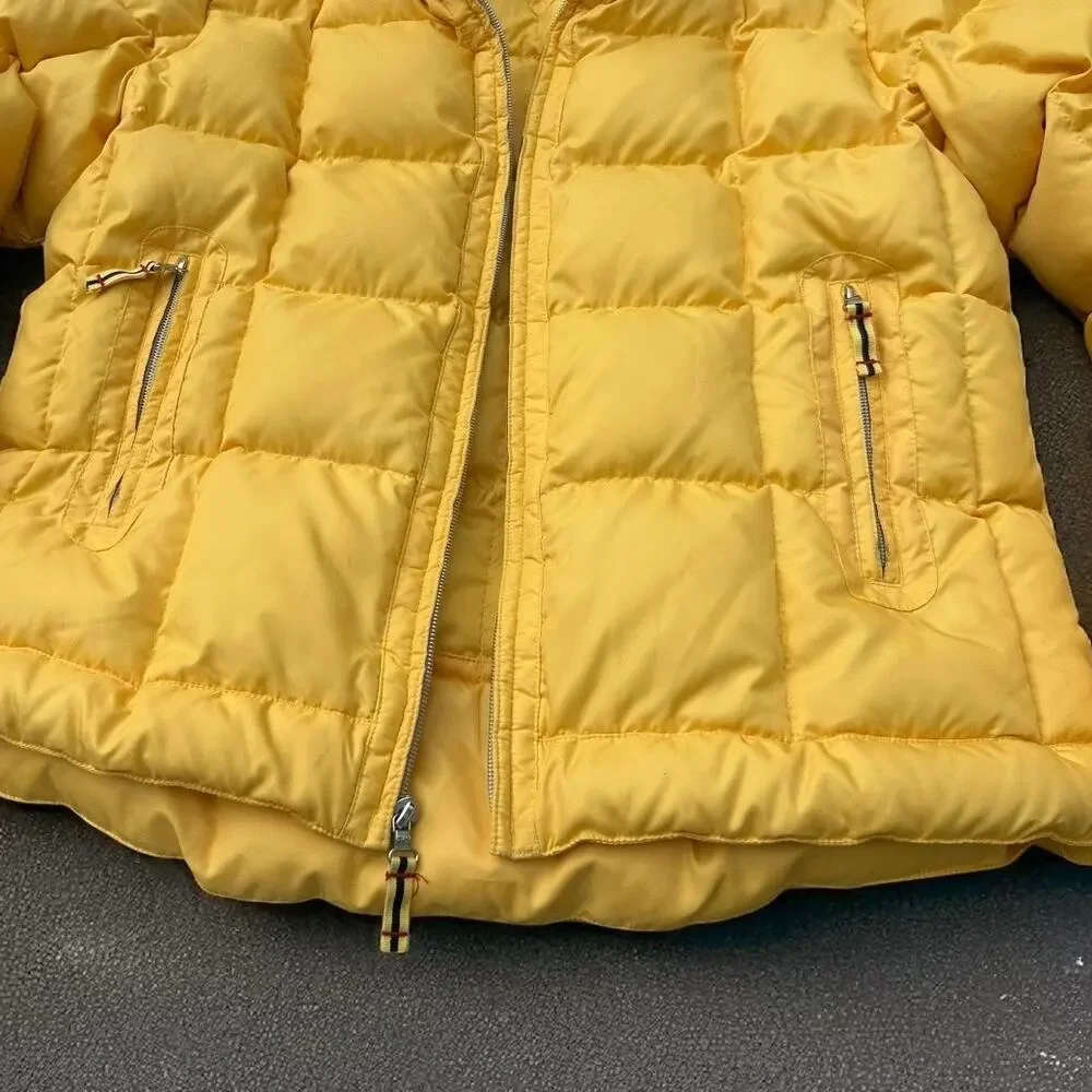 Vintage Y2K Tommy Hilfiger Jeans Yellow Puffer Coat Women's Size Medium Preppy